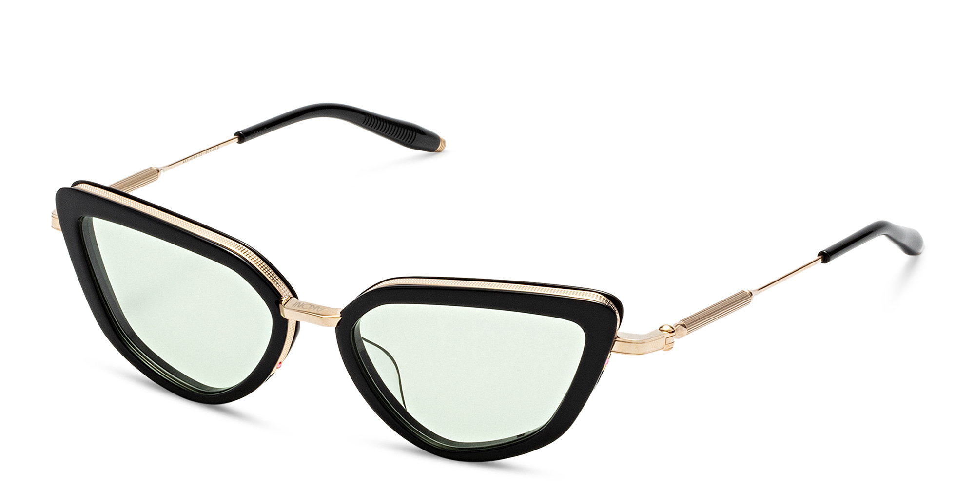 Shop AKONI Cat-Eye Eyeglasses in Black Gold online.
