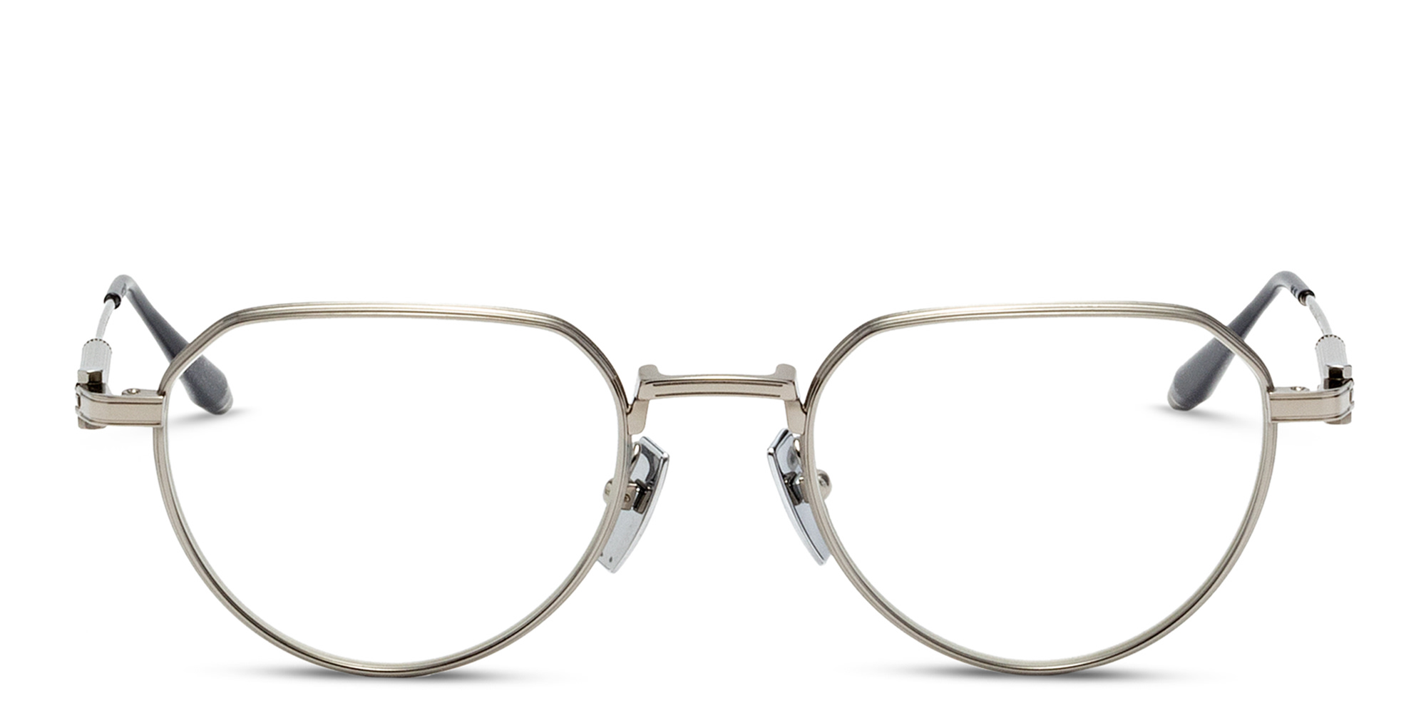 Shop AKONI Unisex Round Eyeglasses in Silver online.