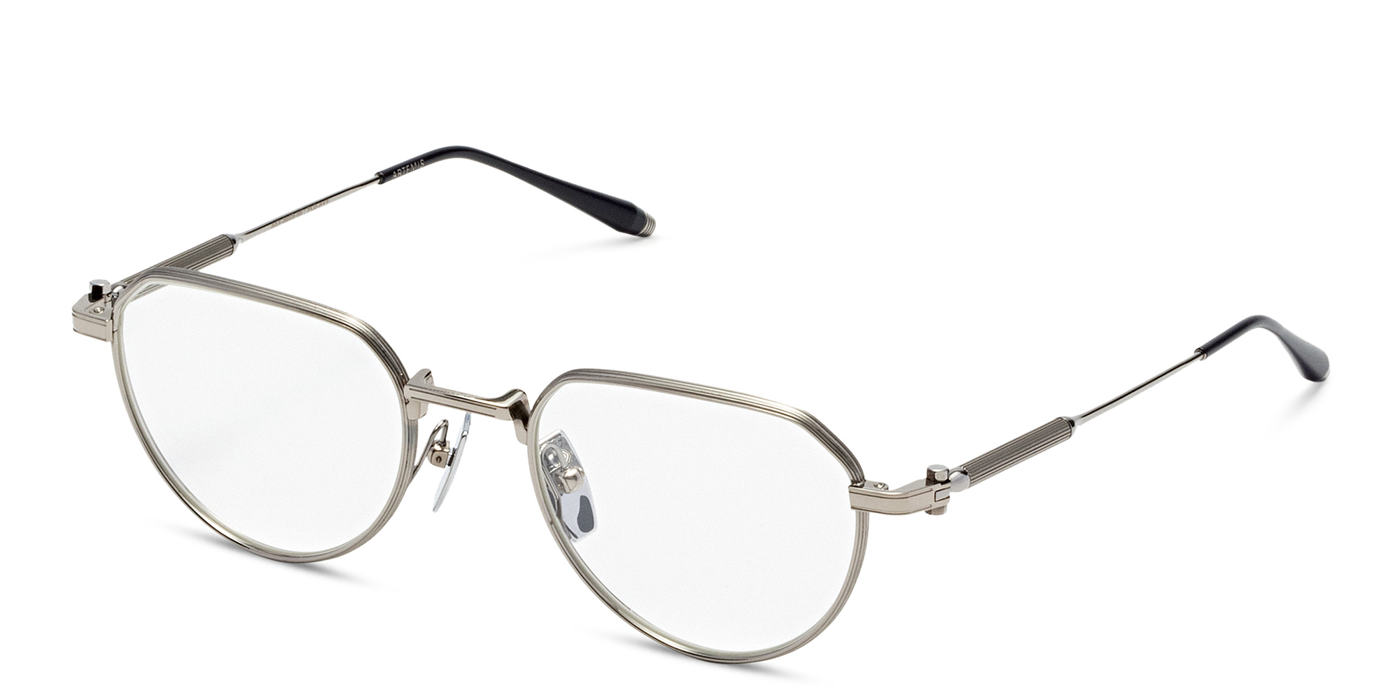Shop AKONI Unisex Round Eyeglasses in Silver online.