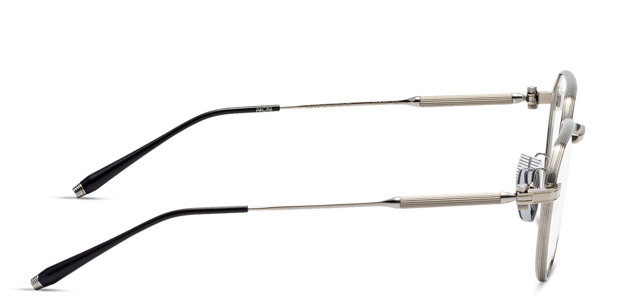 Shop AKONI Unisex Round Eyeglasses in Silver online.