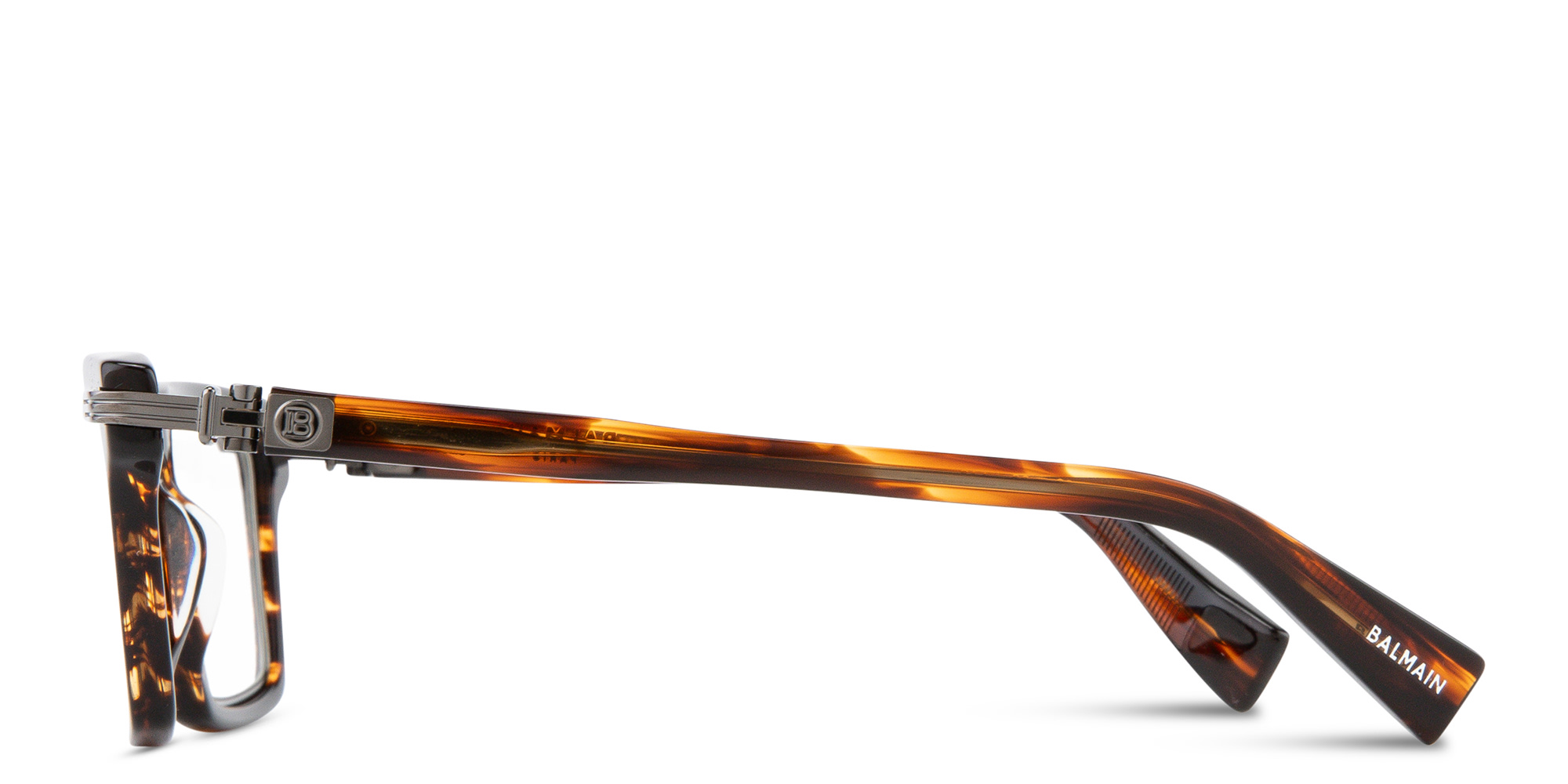 BALMAIN Unisex Rectangle Eyeglasses in Brown – Product Photo 4