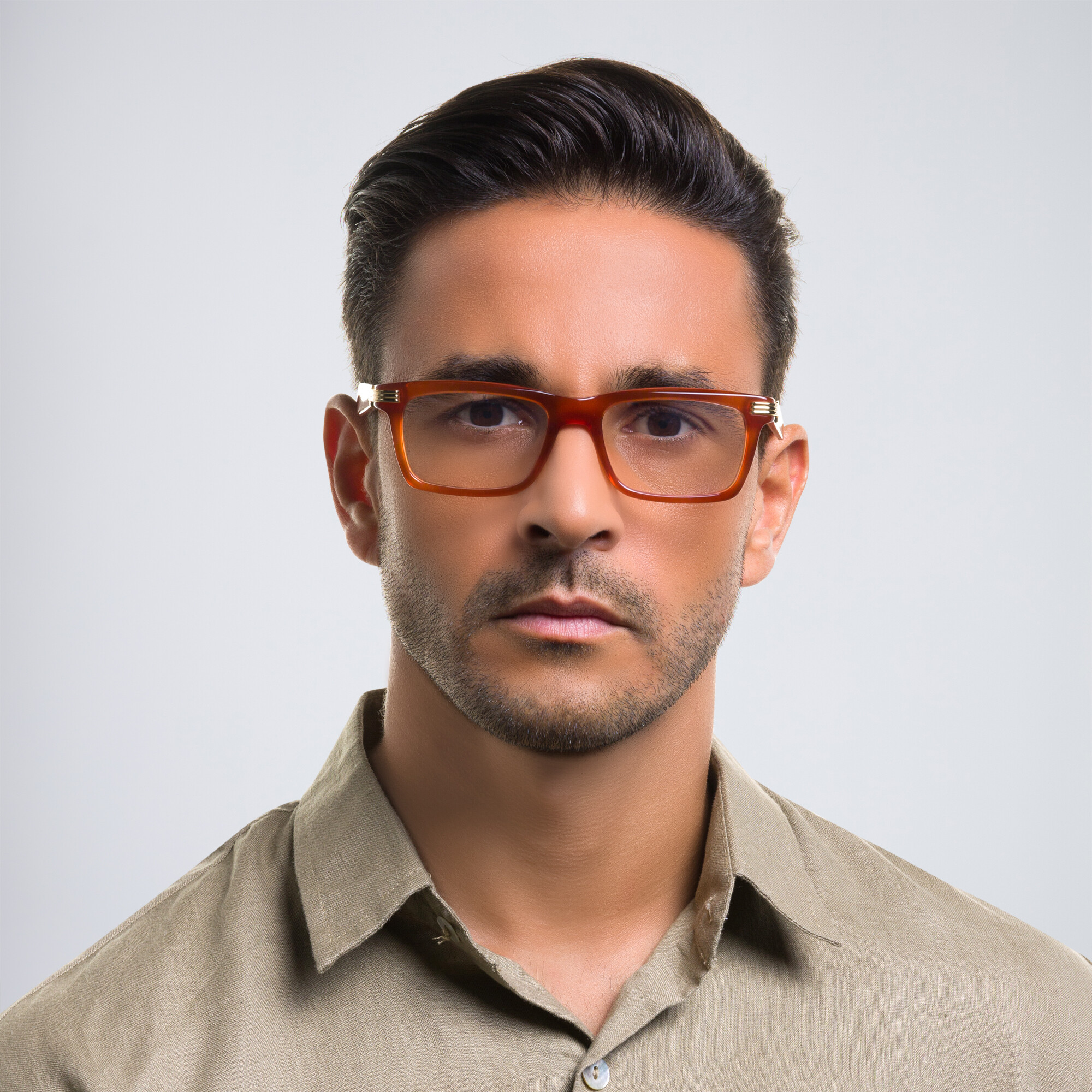 Shop Cartier Première de Cartier Rectangle Eyeglasses in Havana online.