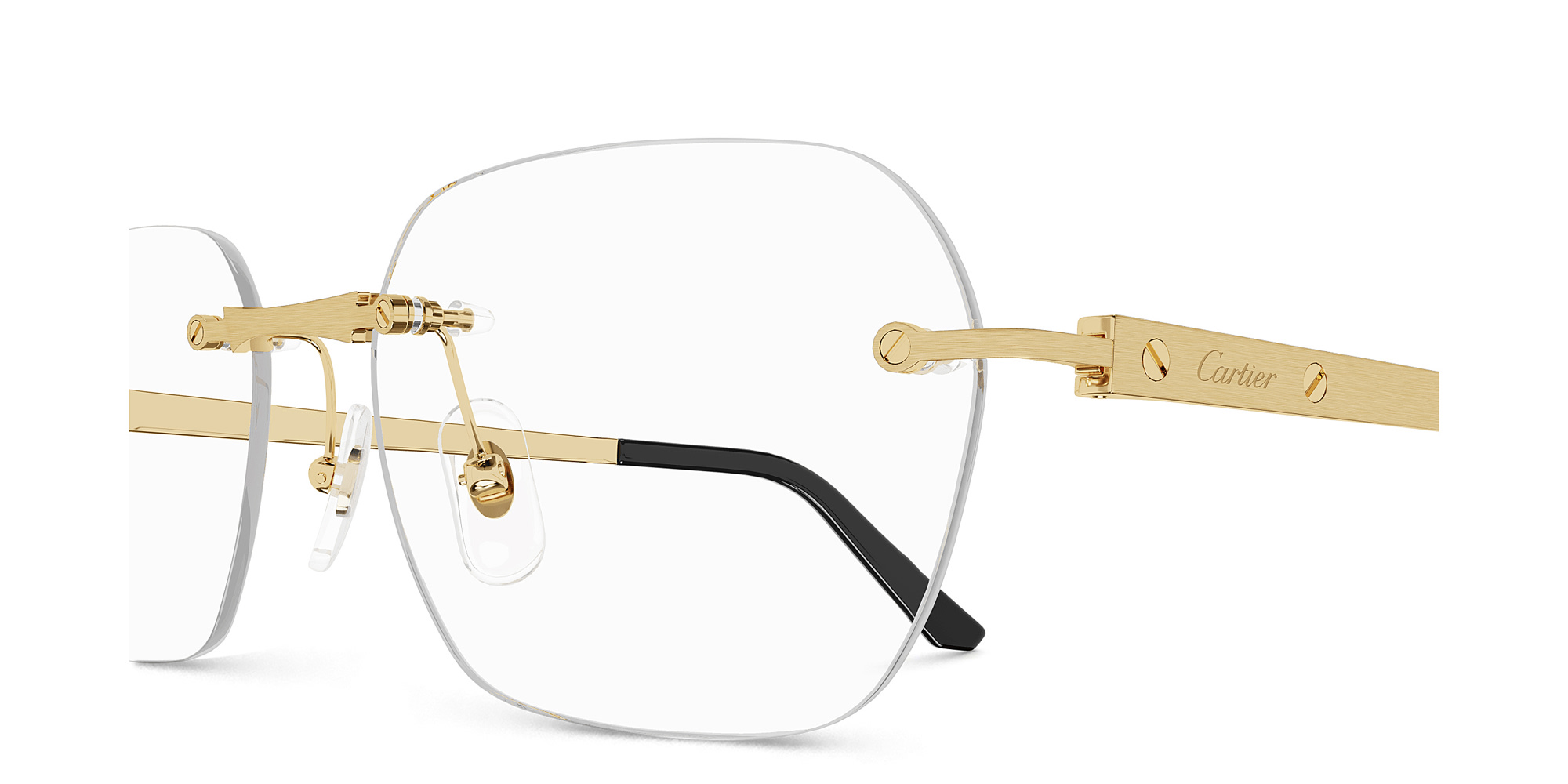 Cartier Santos de Cartier Wide Rectangle Eyeglasses in Gold – Product Photo 3