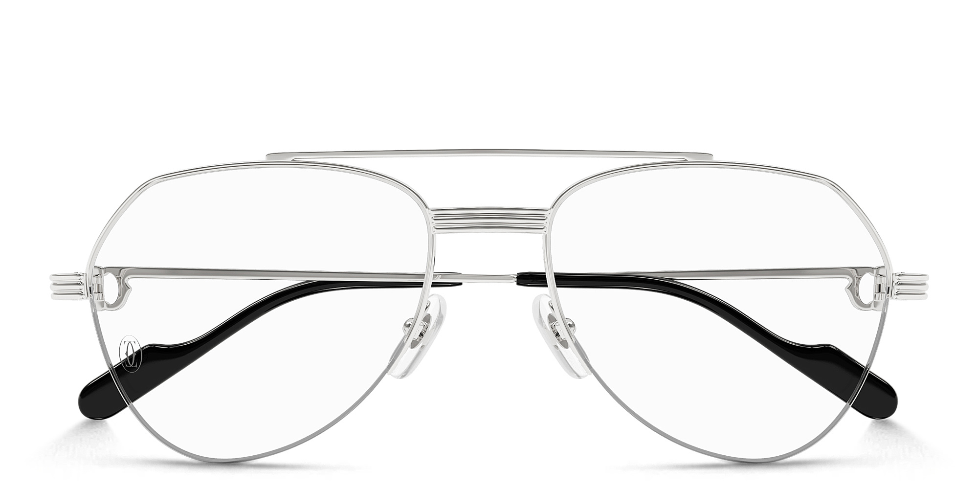 Shop Cartier Première de Cartier Wide Pilot Eyeglasses in Silver online.