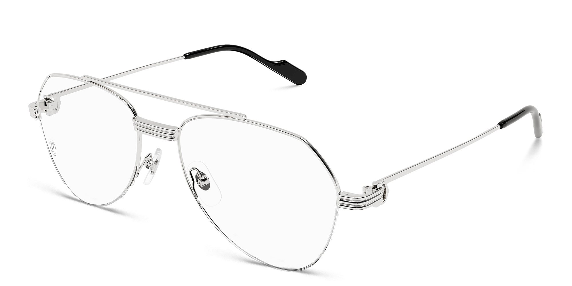 Shop Cartier Première de Cartier Wide Pilot Eyeglasses in Silver online.