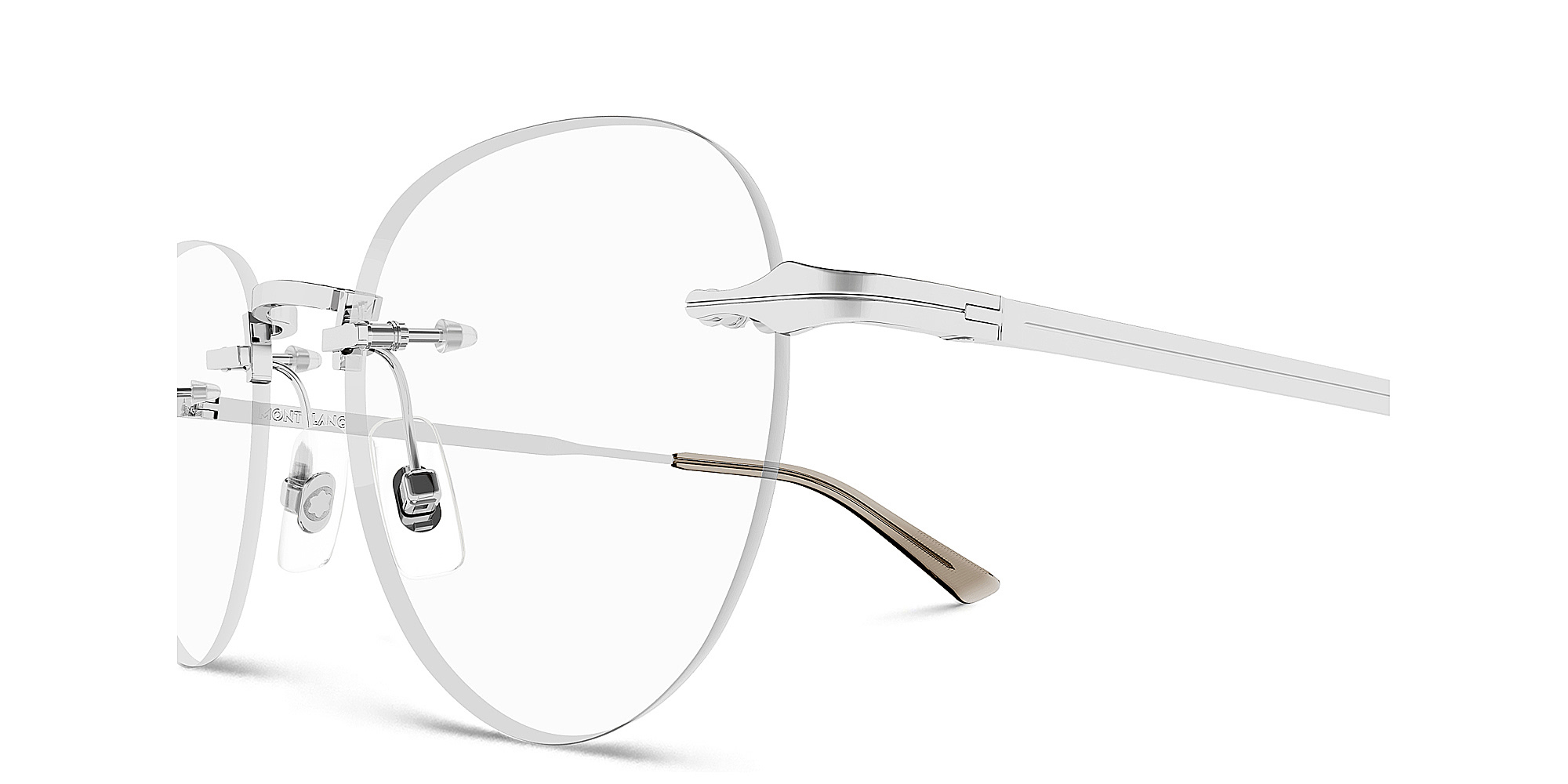 Shop MONTBLANC Rimless Round Eyeglasses in Silver online.
