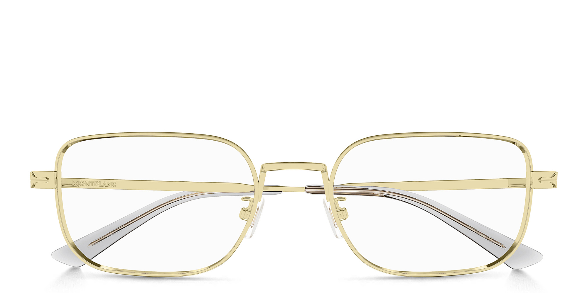 Shop MONTBLANC Wide Rectangle Eyeglasses in Gold online.