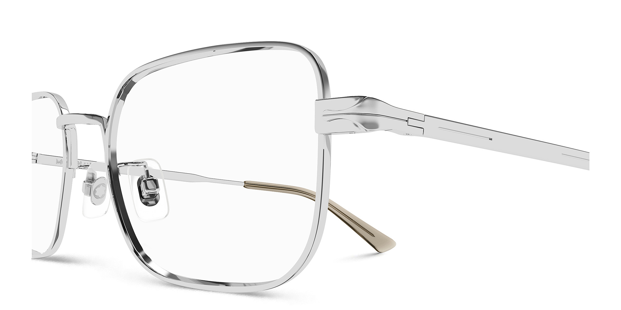 MONTBLANC Wide Rectangle Eyeglasses in Silver – Product Photo 3