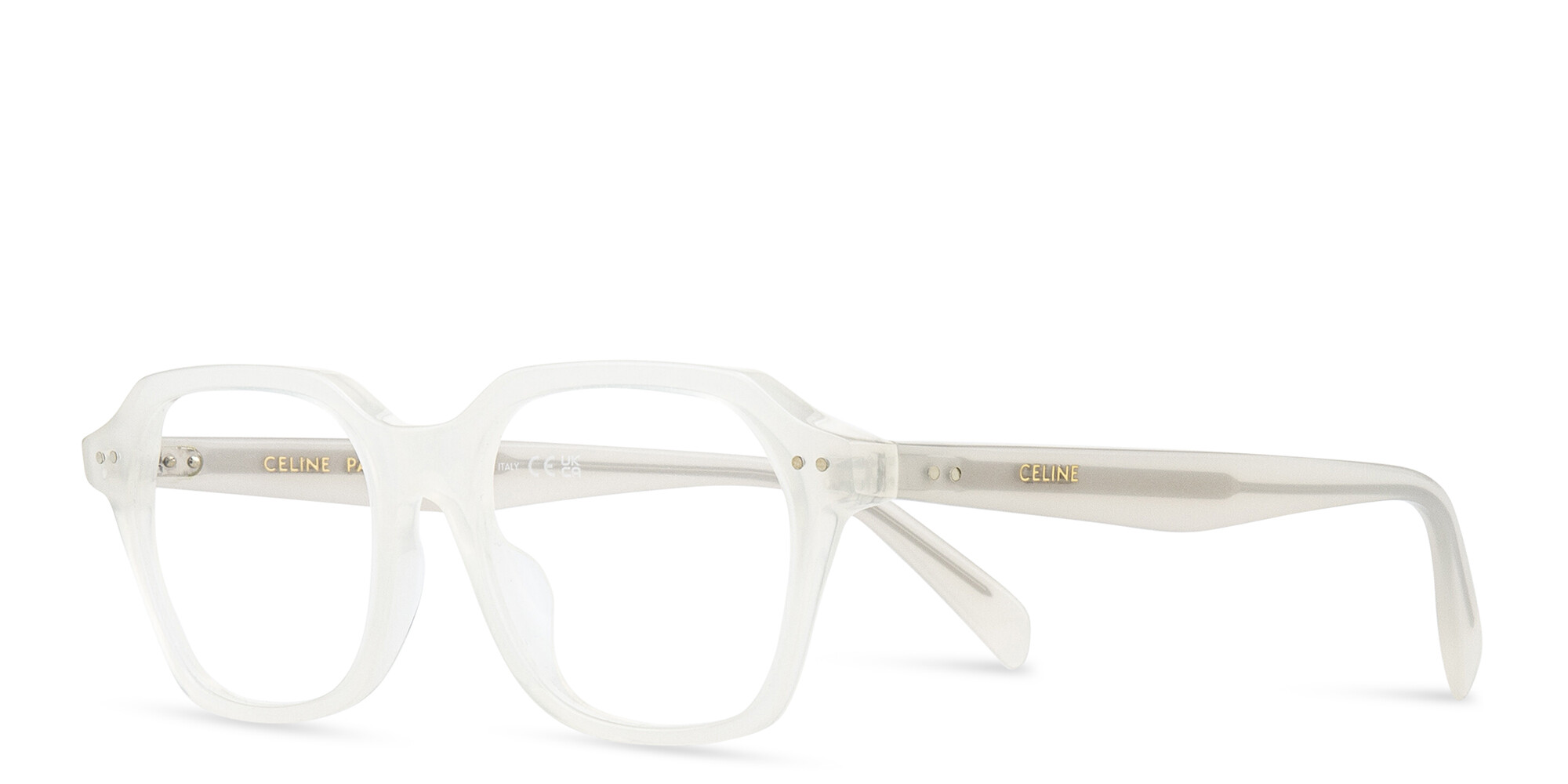 Shop CELINE Thin Geometric Eyeglasses in White online.