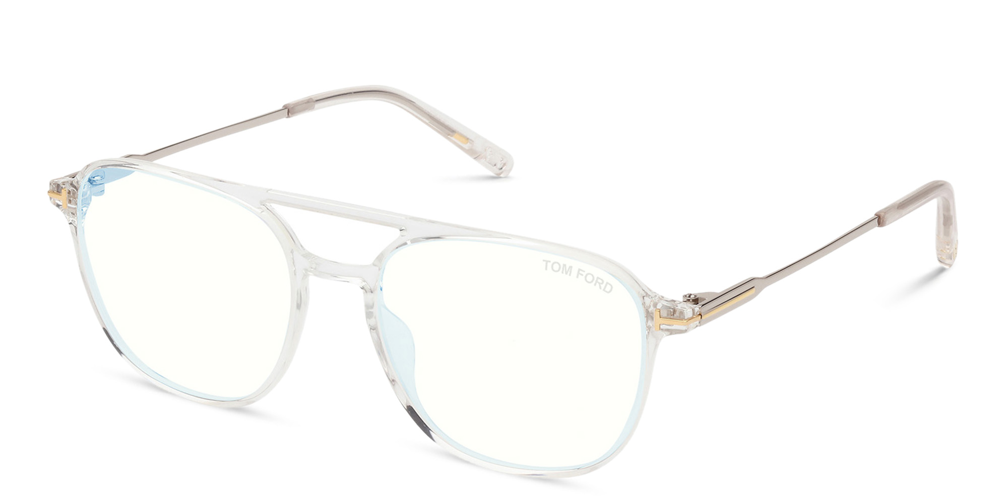 Shop TOM FORD Pilot Eyeglasses in Crystal online.