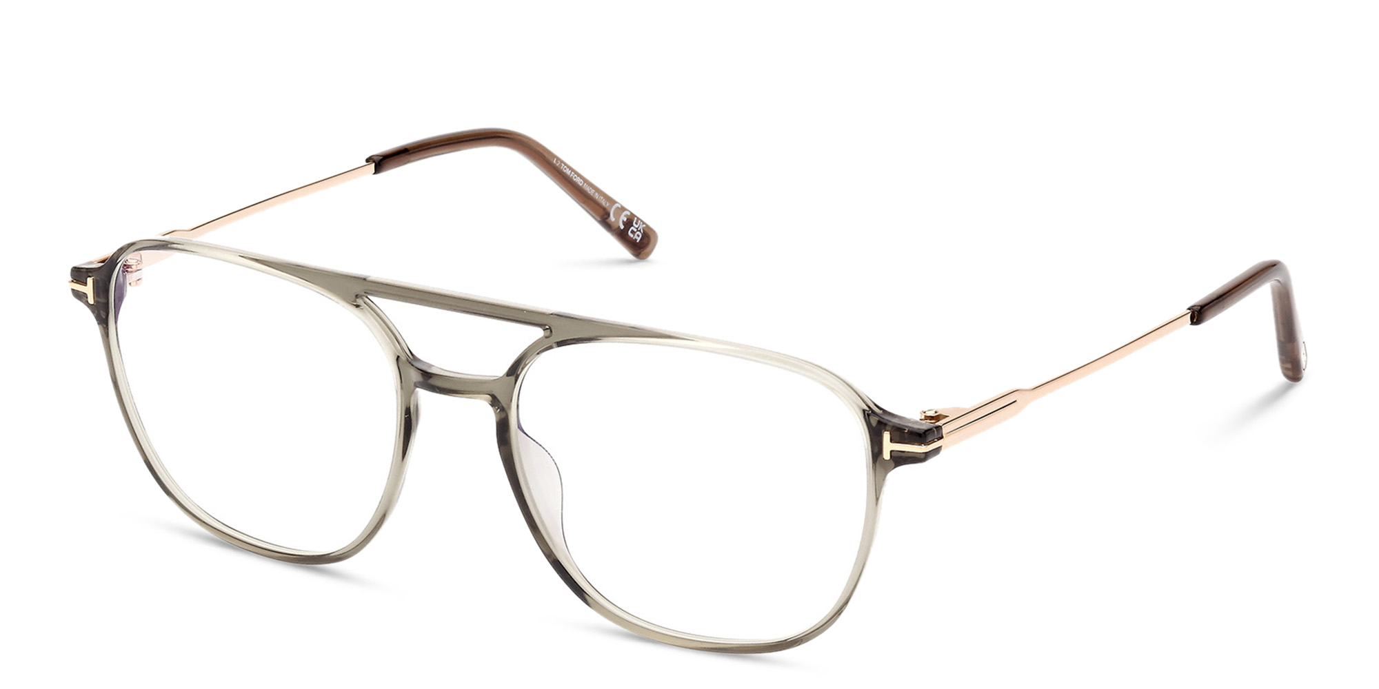 Shop TOM FORD Pilot Eyeglasses in Shiny Light Green online.