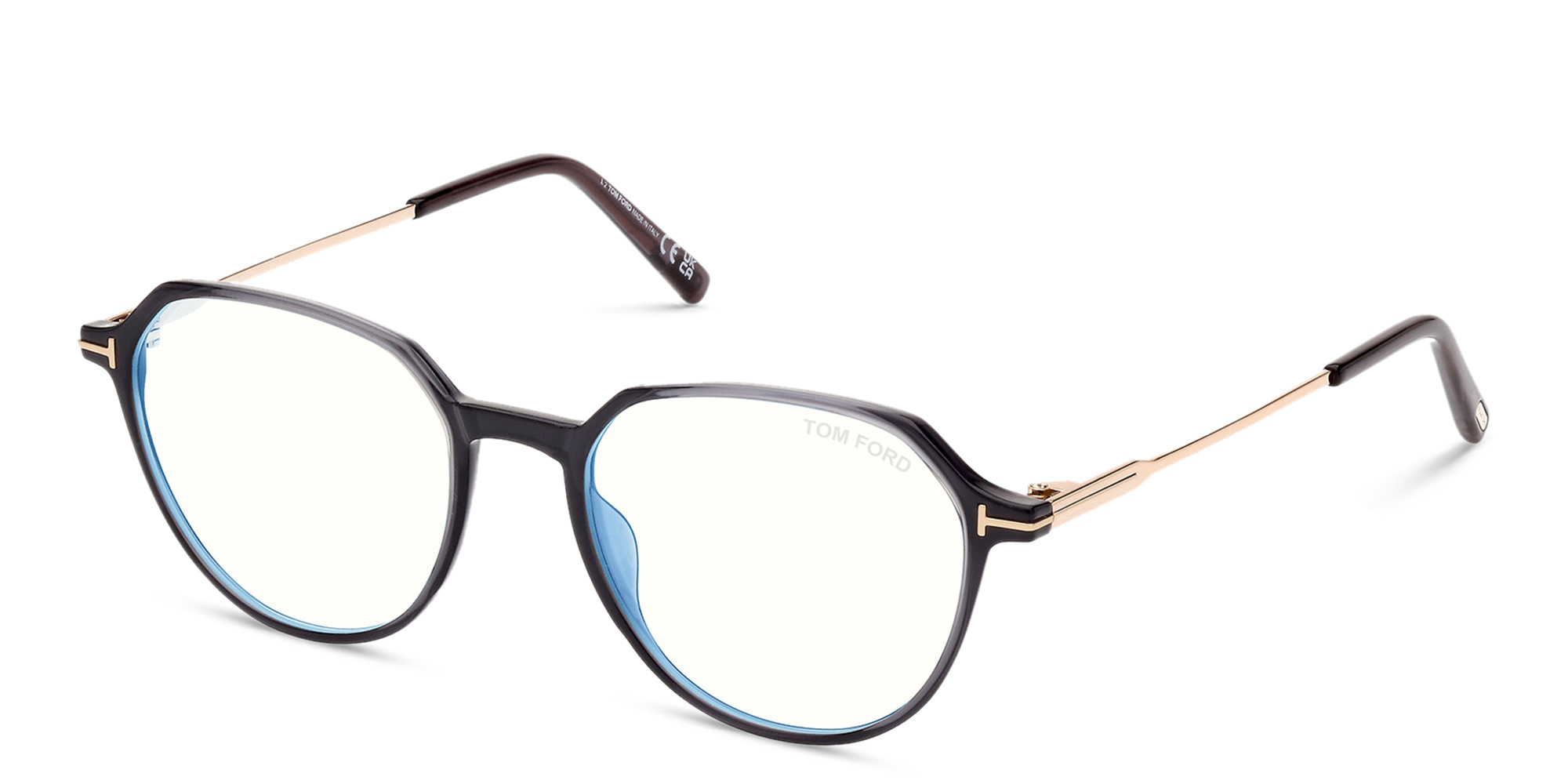 TOM FORD Round Eyeglasses in Shiny Grey – Product Photo 2