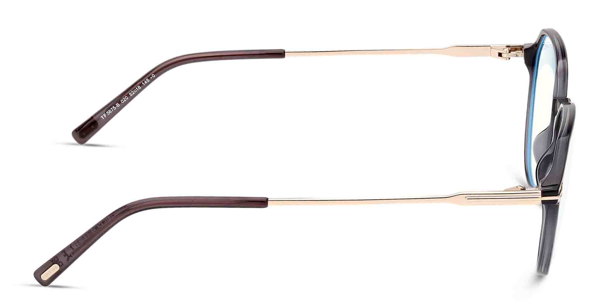 TOM FORD Round Eyeglasses in Shiny Grey – Product Photo 3