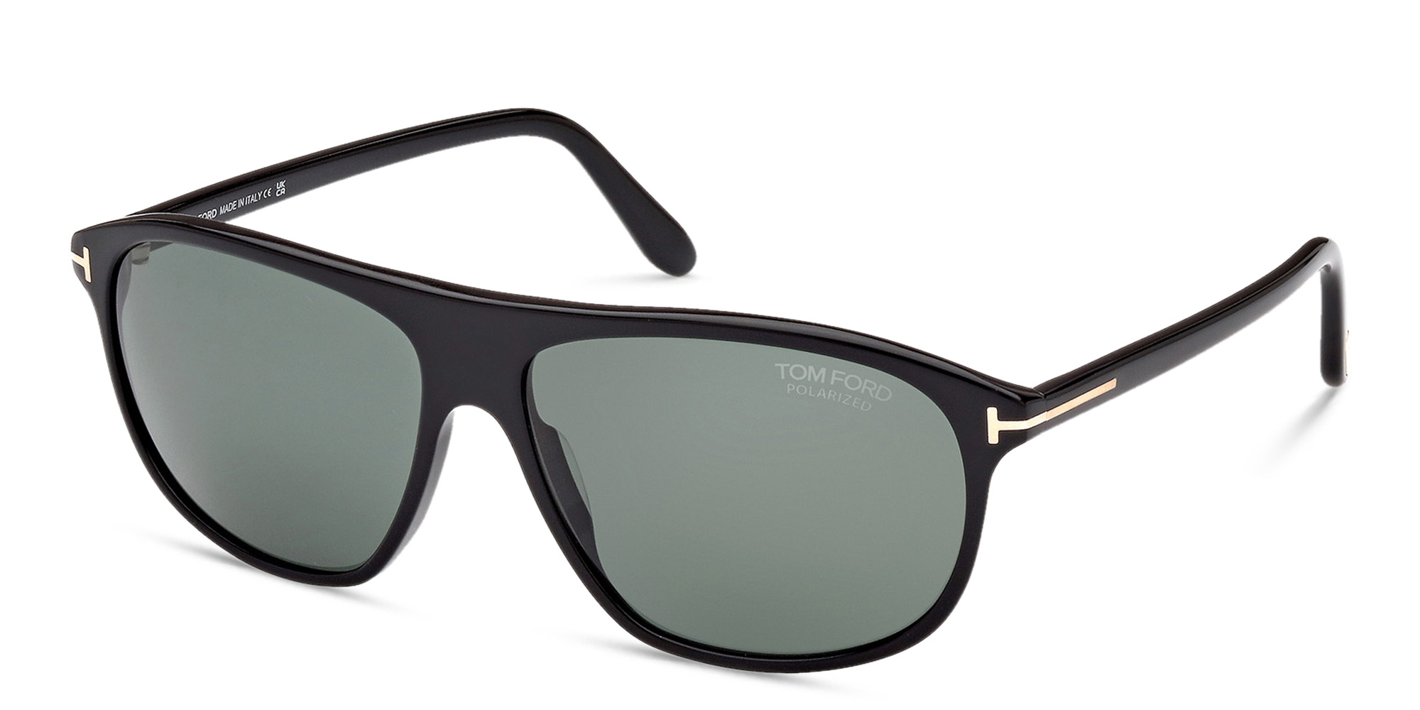 Shop TOM FORD Prescott Square Sunglasses in Shiny Black online.