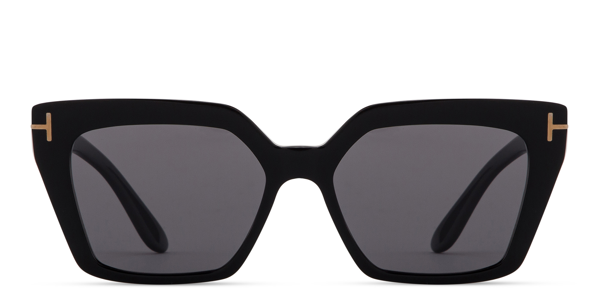 تسوق نظارات شمسية وينونا طراز كات آي توم فورد بلون أسود لامع أونلاين.