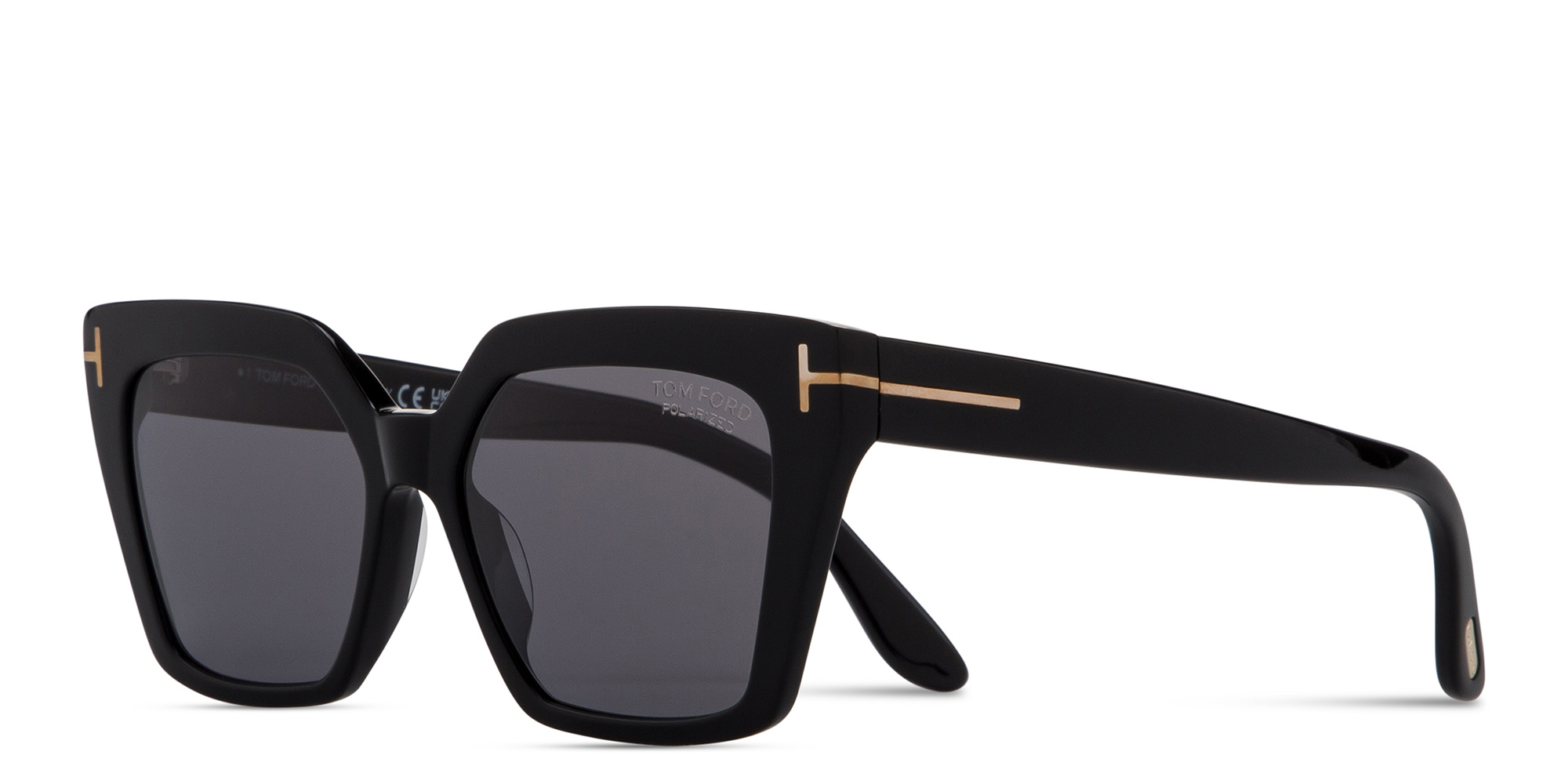 Shop TOM FORD Winona Cat-Eye Sunglasses in Shiny Black online.