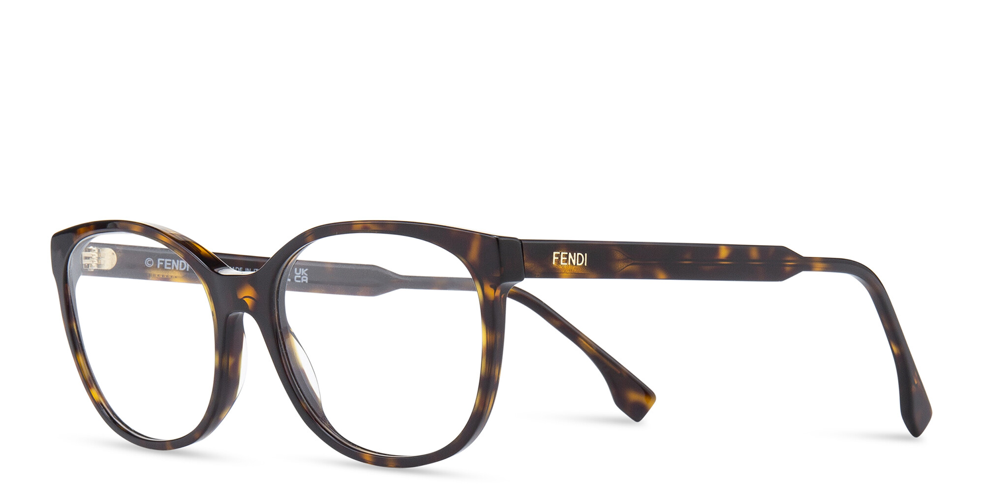 Shop FENDI Fine Wide Oval Eyeglasses in Havana online.