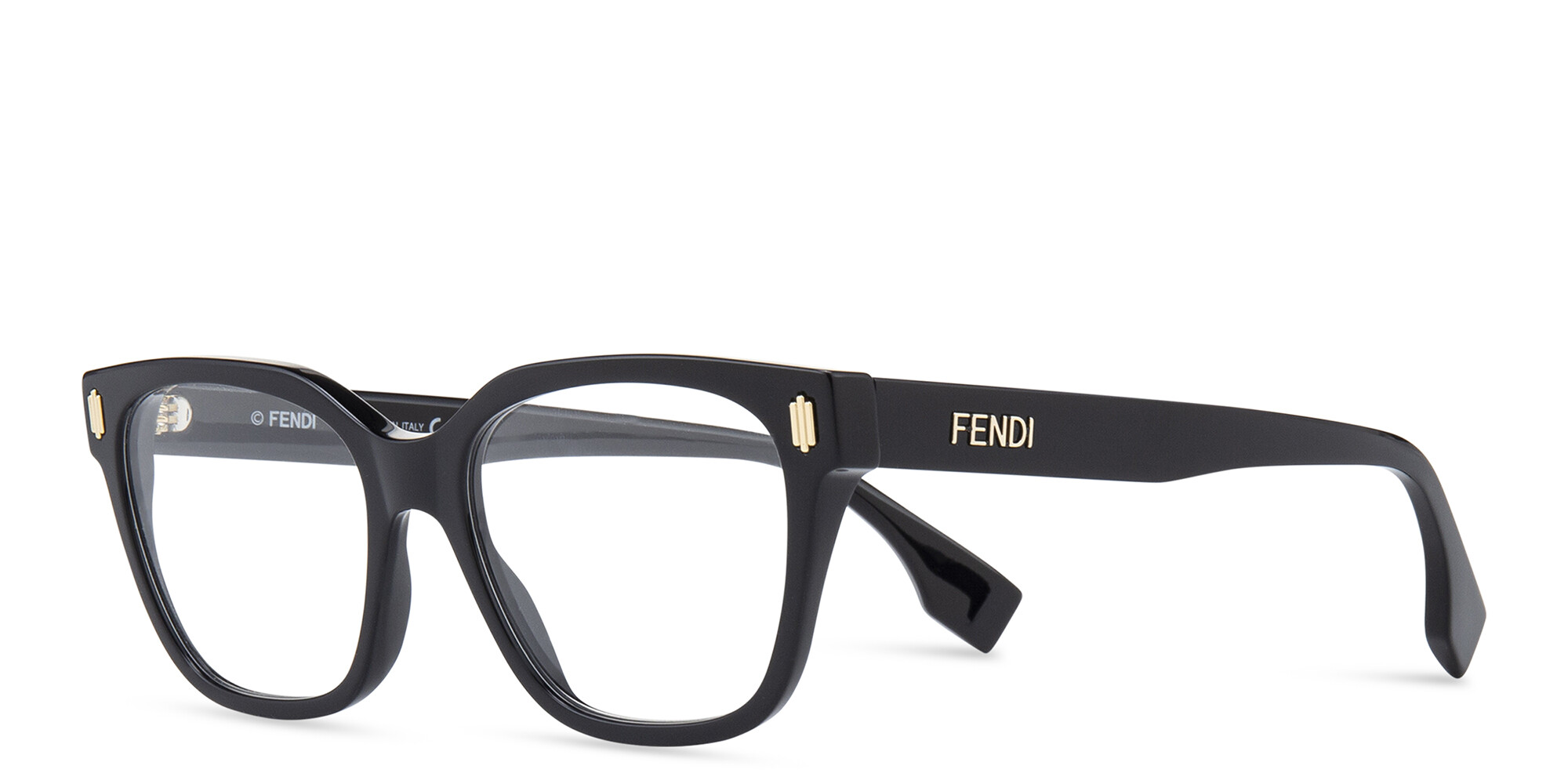 Shop FENDI Fendi Bold Square Eyeglasses in Black online.