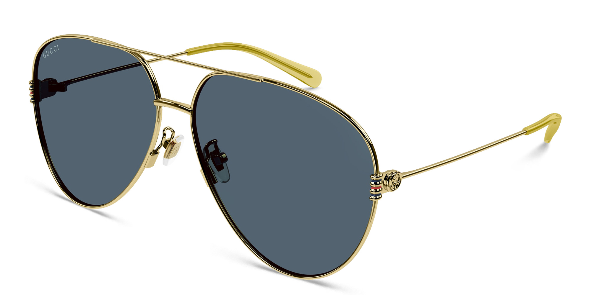 Shop GUCCI Aviator Sunglasses in Gold online.