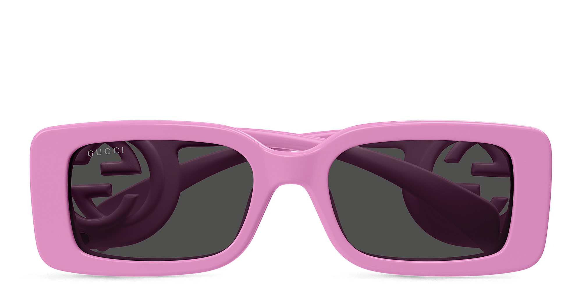 Shop GUCCI Chaise Longue Rectangle Sunglasses in Pink online.