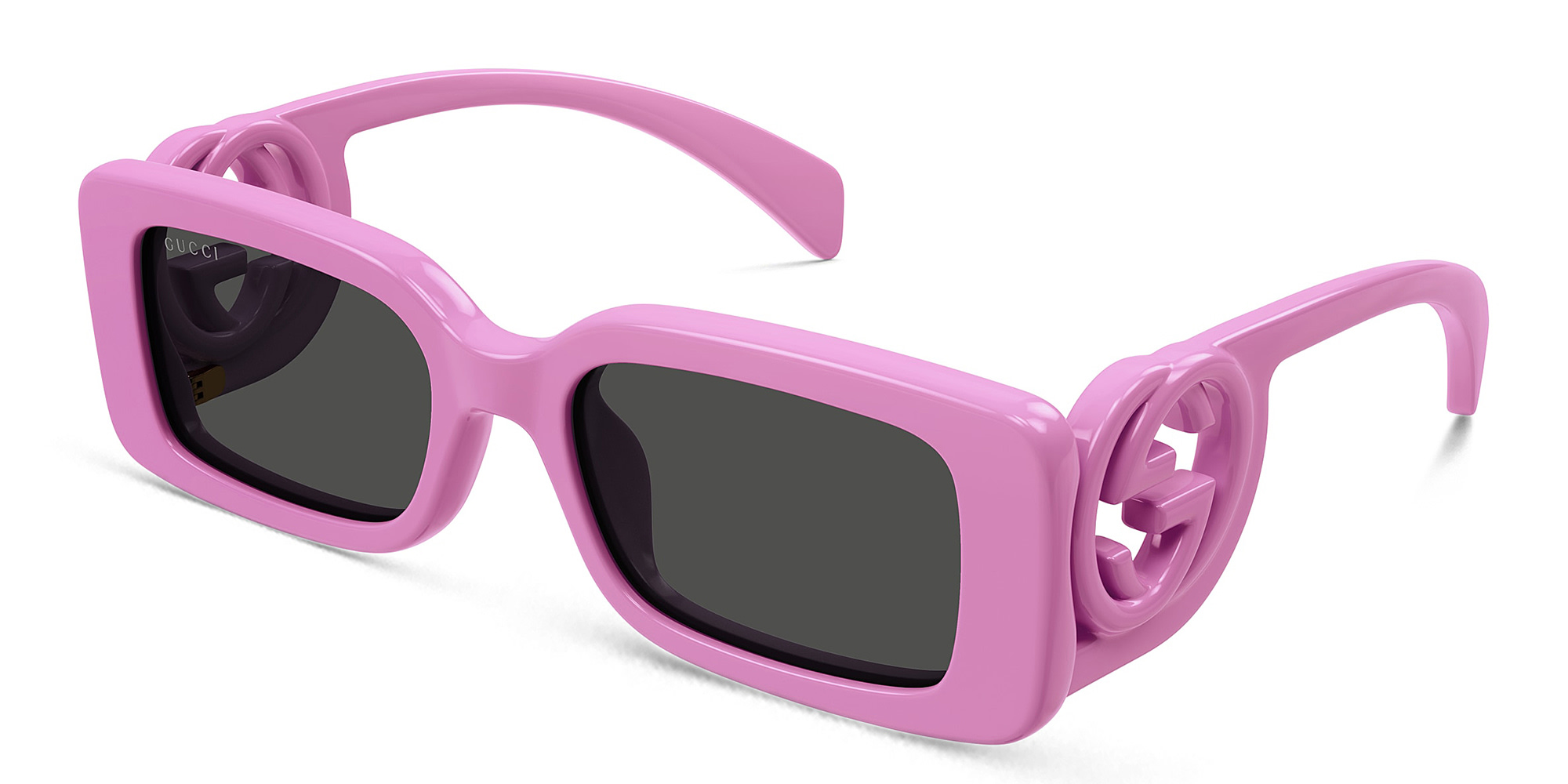 Shop GUCCI Chaise Longue Rectangle Sunglasses in Pink online.