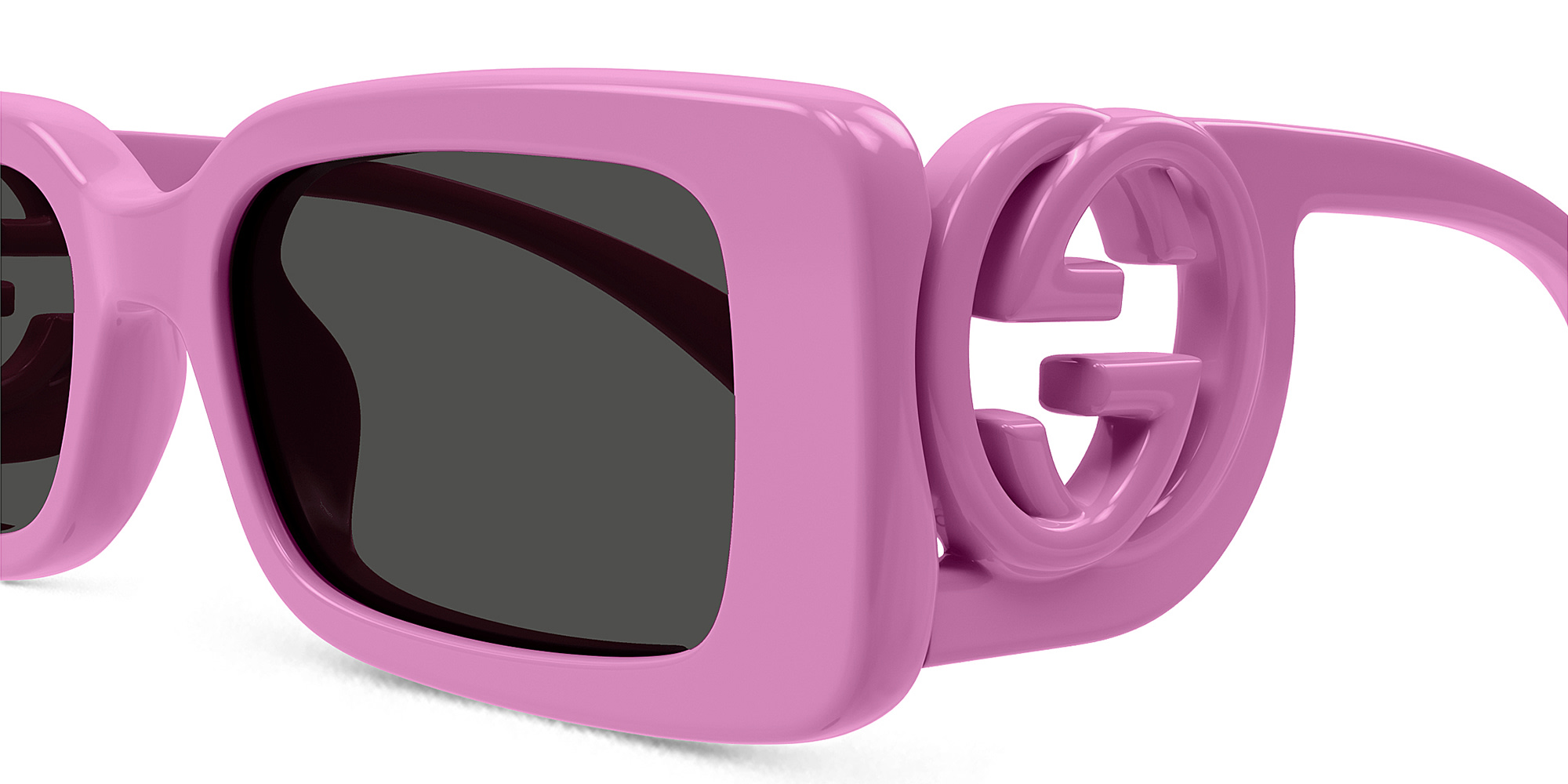 Shop GUCCI Chaise Longue Rectangle Sunglasses in Pink online.