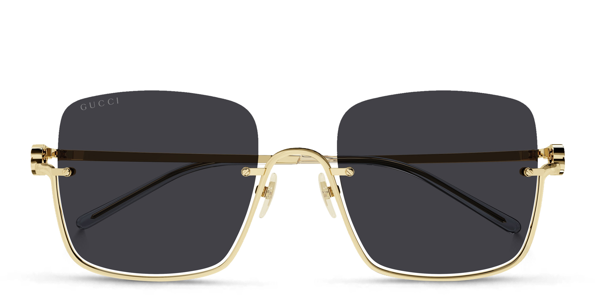 GUCCI Half-Rim Square Sunglasses in Gold – Product Photo 1