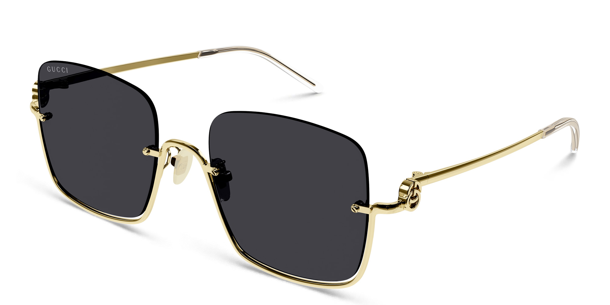 GUCCI Half-Rim Square Sunglasses in Gold – Product Photo 2