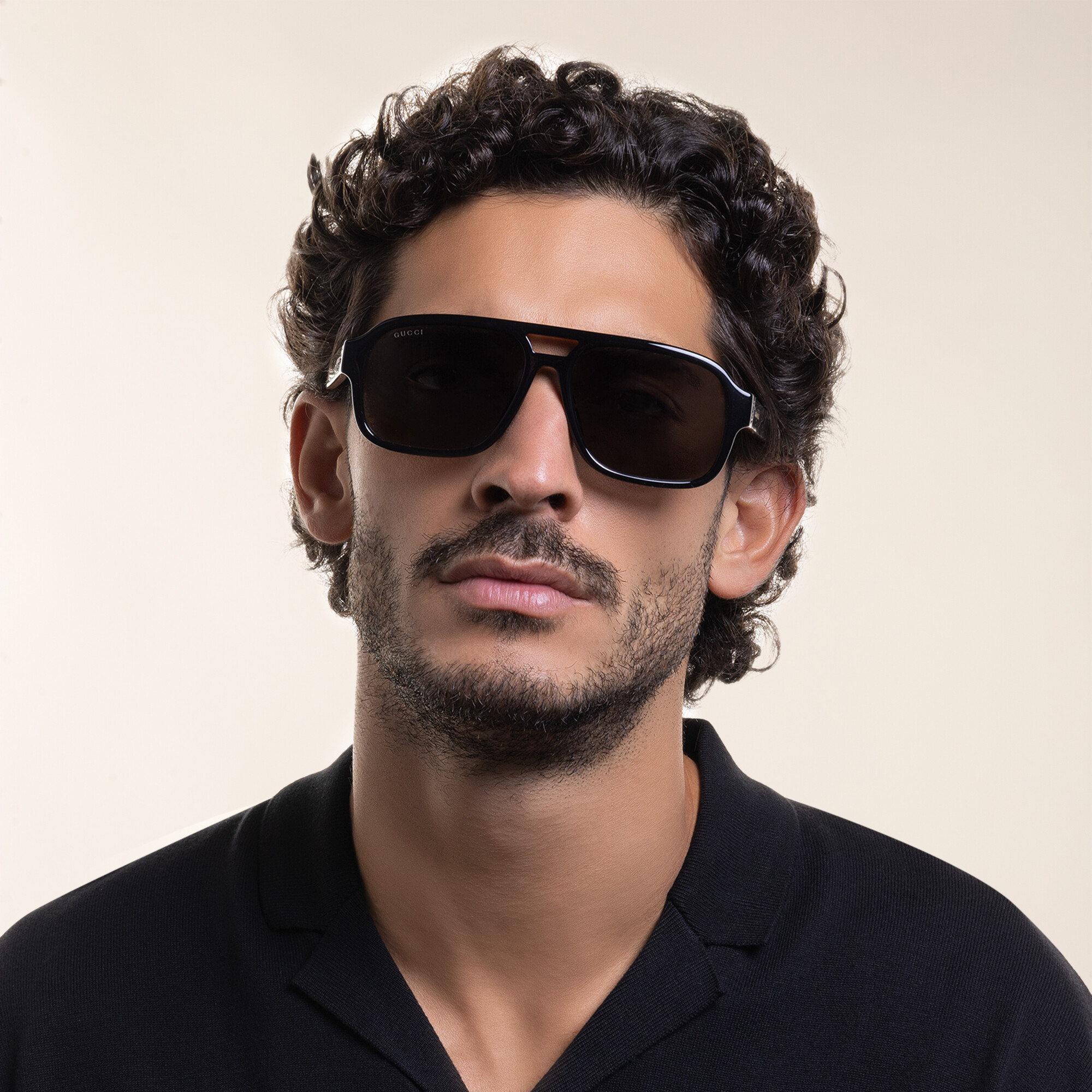 Shop GUCCI Aviator Sunglasses in Black online.