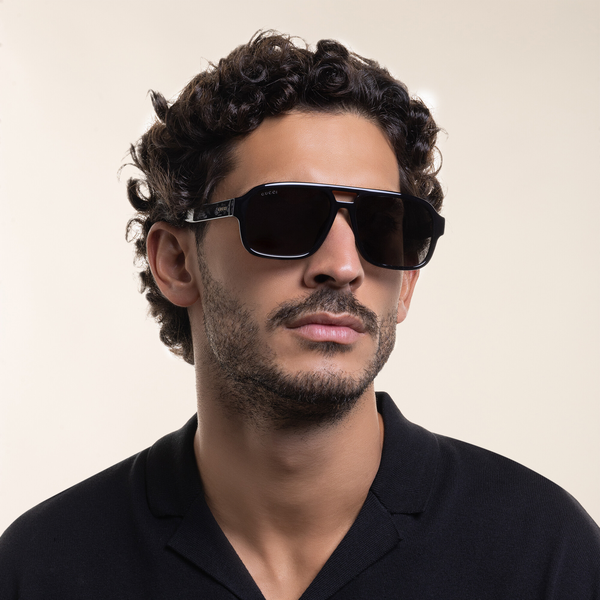 Shop GUCCI Aviator Sunglasses in Black online.