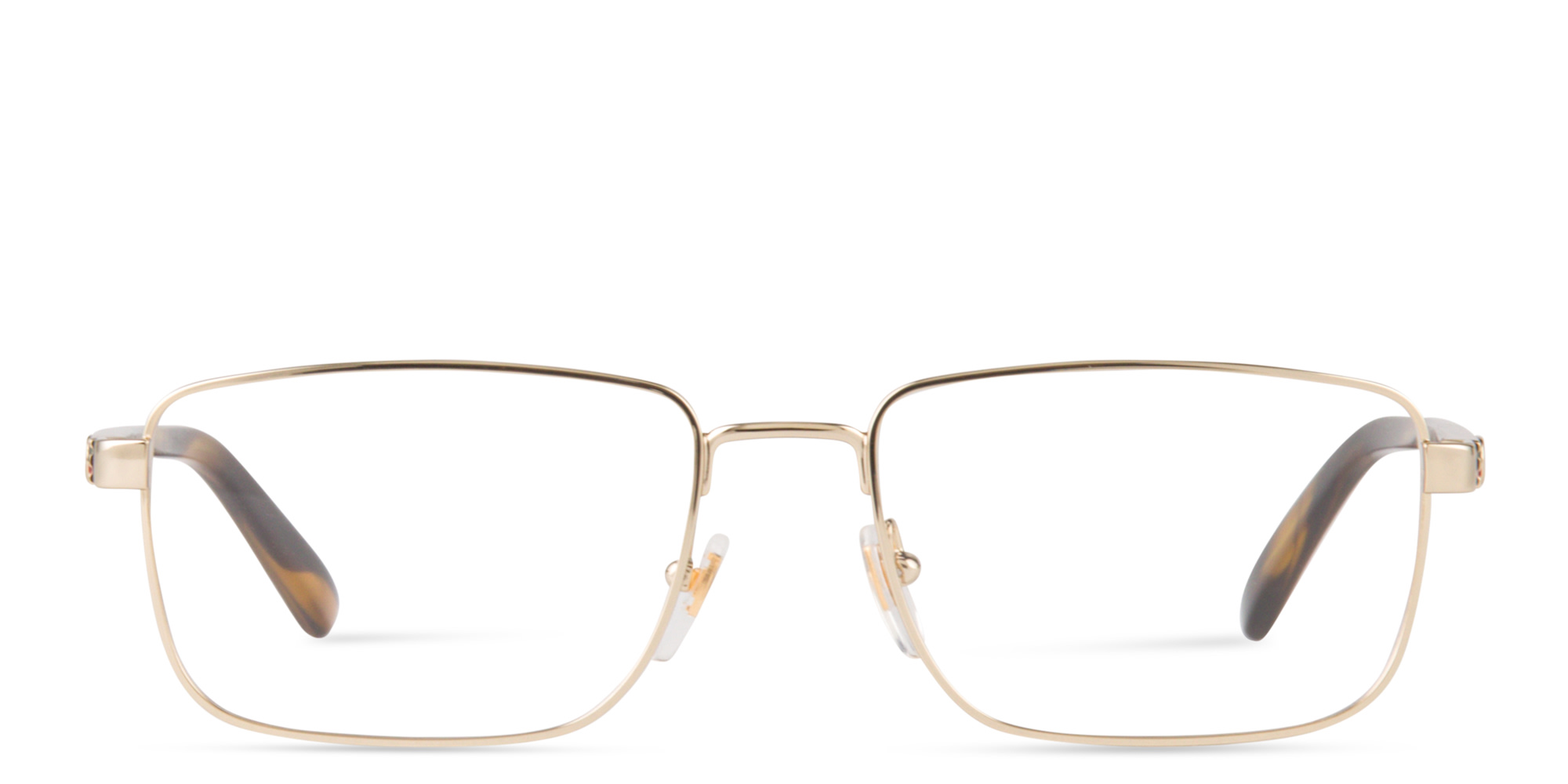 Shop GUCCI Wide Rectangle Eyeglasses in Gold online.
