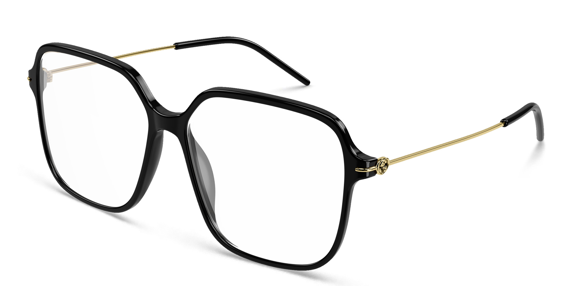 Shop GUCCI Oversized Wide Square Eyeglasses in Black online.