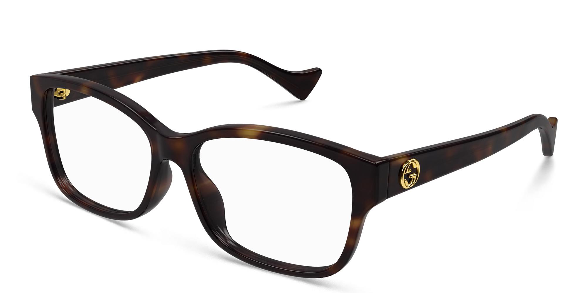 Shop GUCCI Rectangle Eyeglasses in Havana online.
