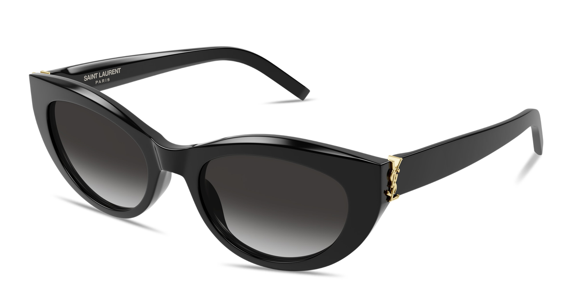 Shop SAINT LAURENT YSL Logo Cat-Eye Sunglasses in Black online.
