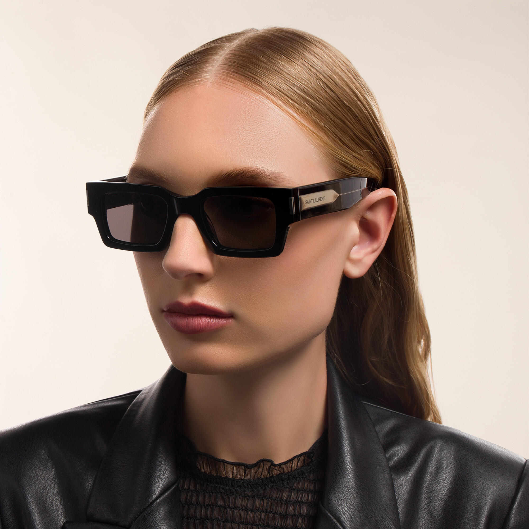 SAINT LAURENT Unisex Rectangle Sunglasses in Black – Product Photo 7