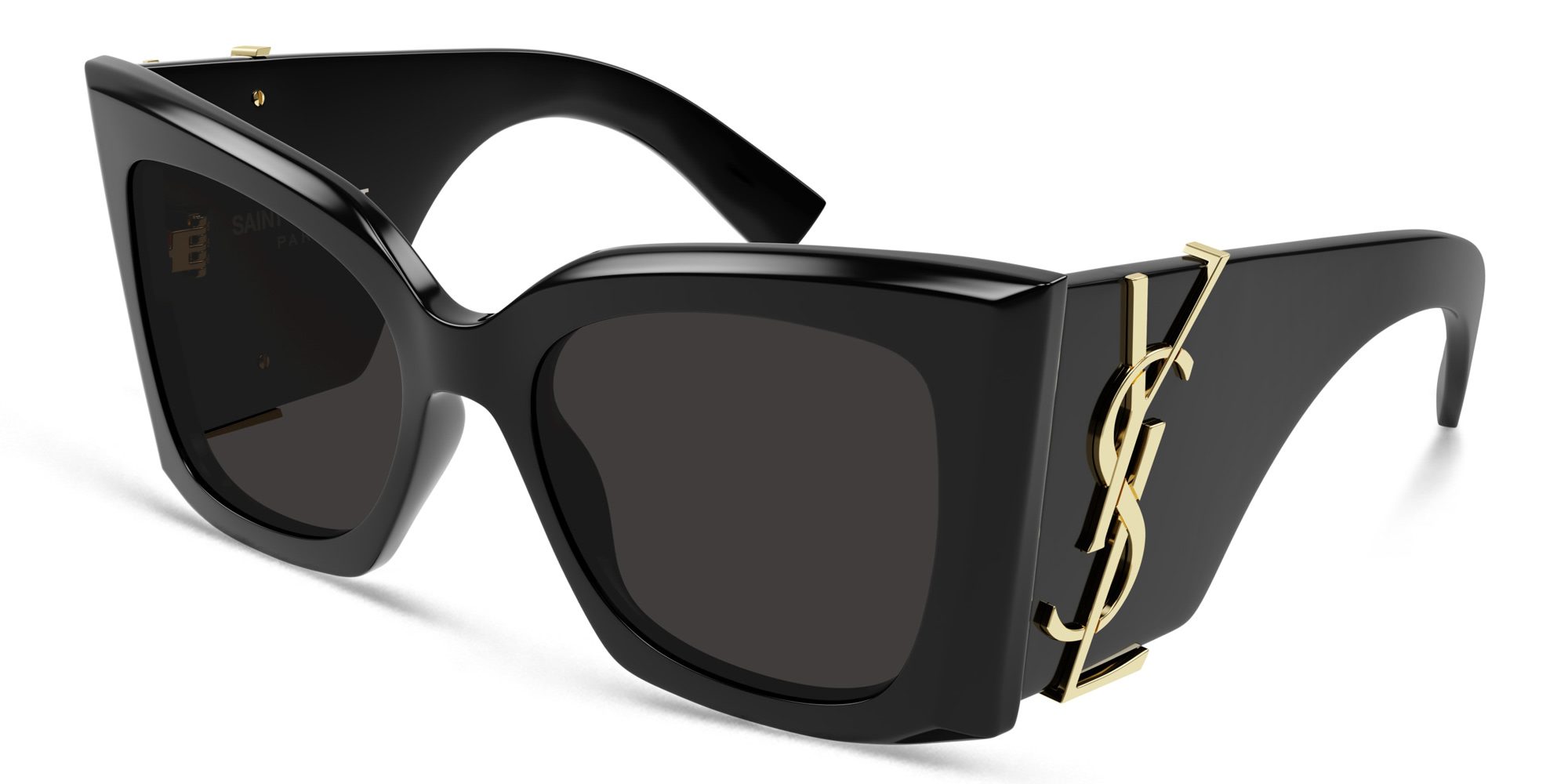 Shop SAINT LAURENT Oversized Cat-Eye Sunglasses in Black online.