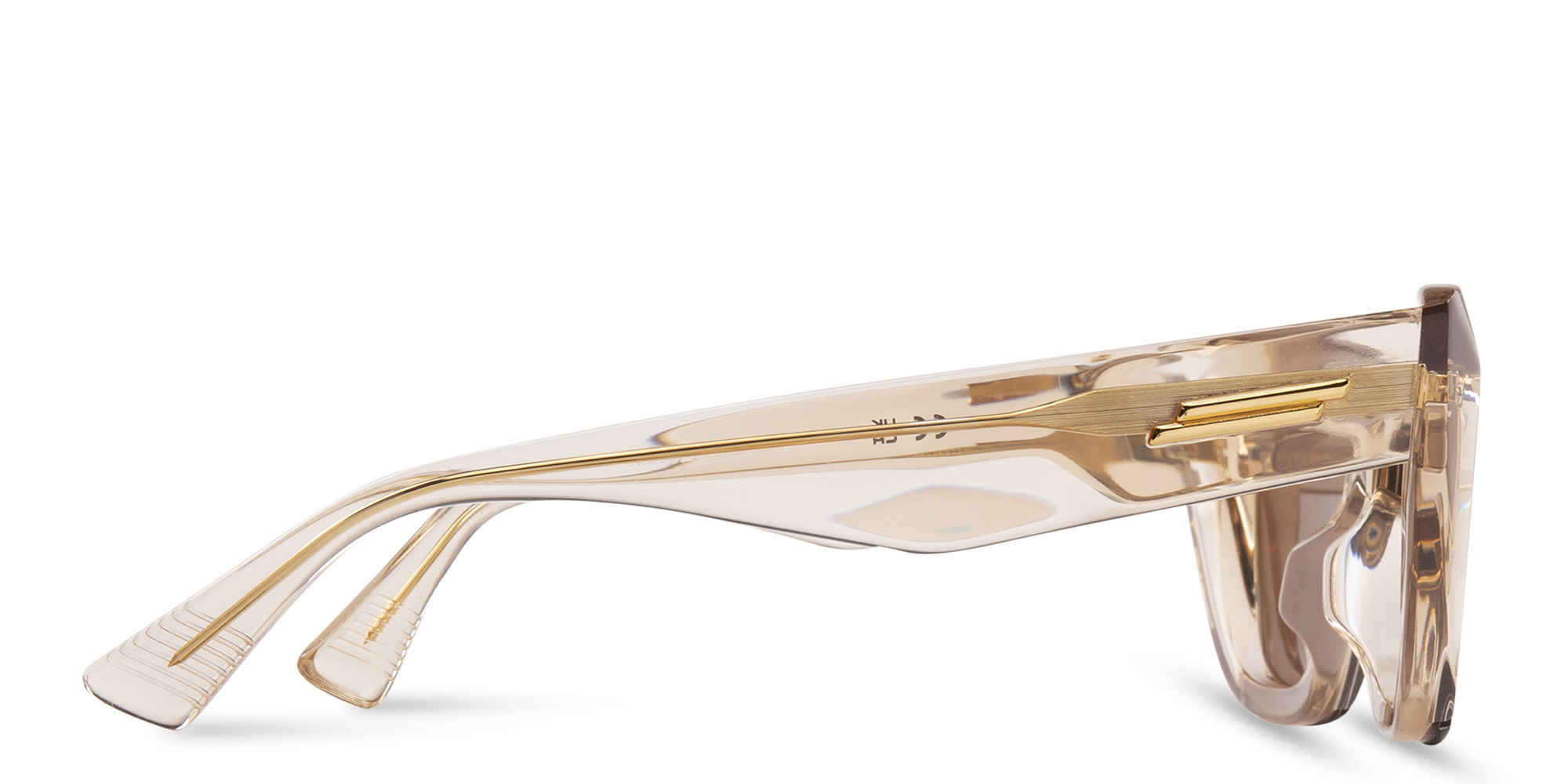 Shop BOTTEGA VENETA Rectangle Sunglasses in Nude online.