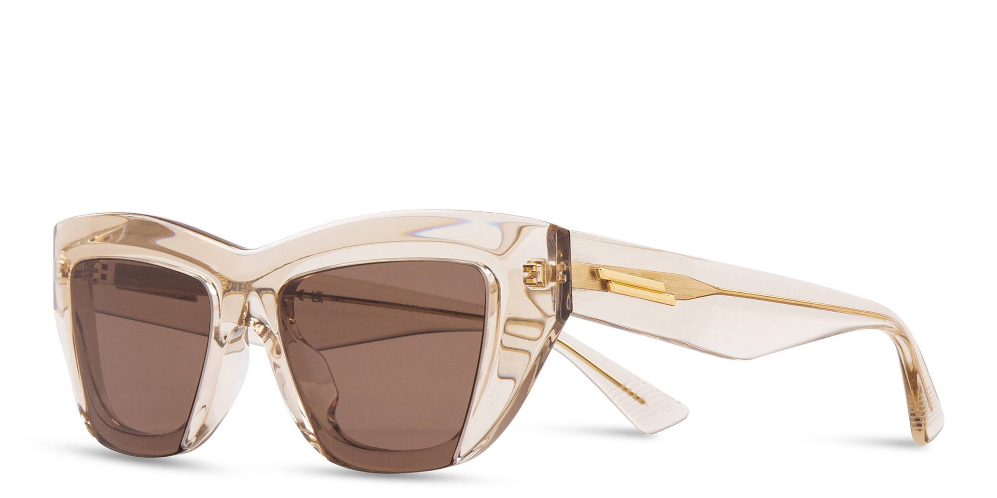 Shop BOTTEGA VENETA Rectangle Sunglasses in Nude online.