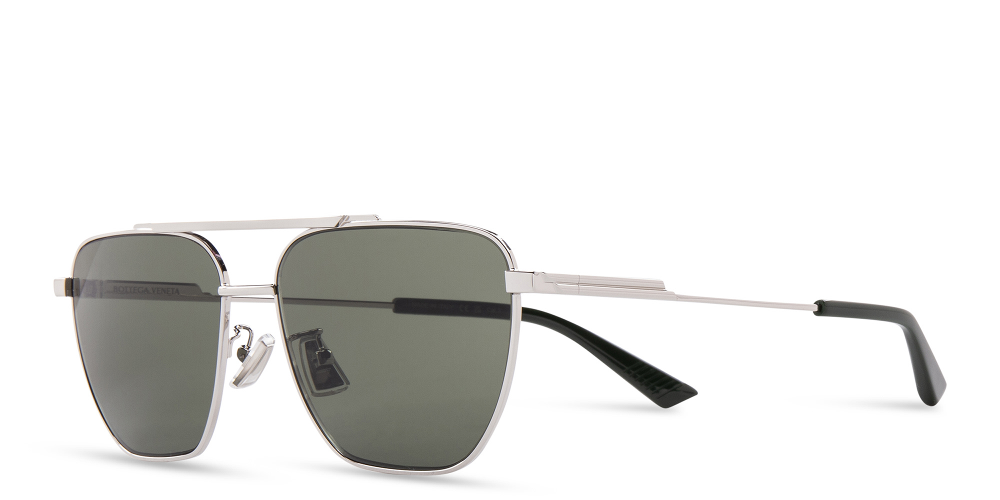 Shop BOTTEGA VENETA Aviator Sunglasses in Silver online.