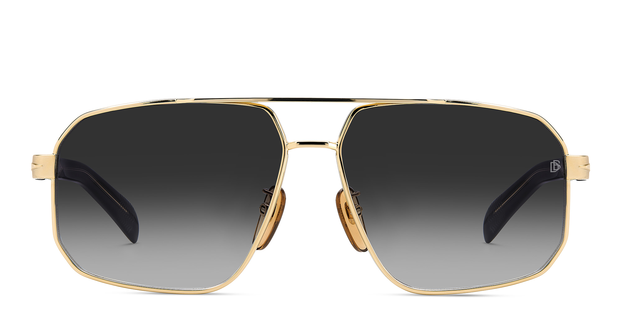 Shop DAVID BECKHAM Square Sunglasses in Gold Black online.