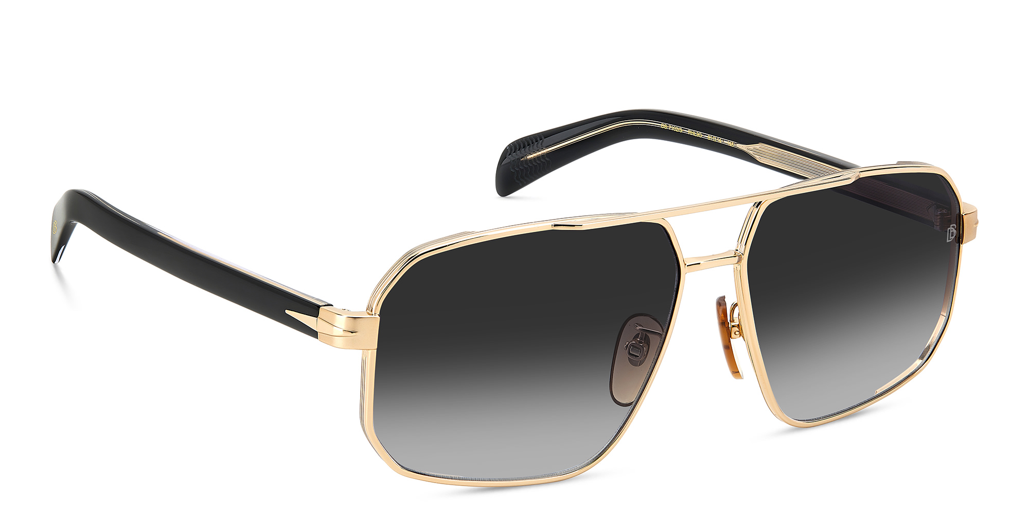Shop DAVID BECKHAM Square Sunglasses in Gold Black online.