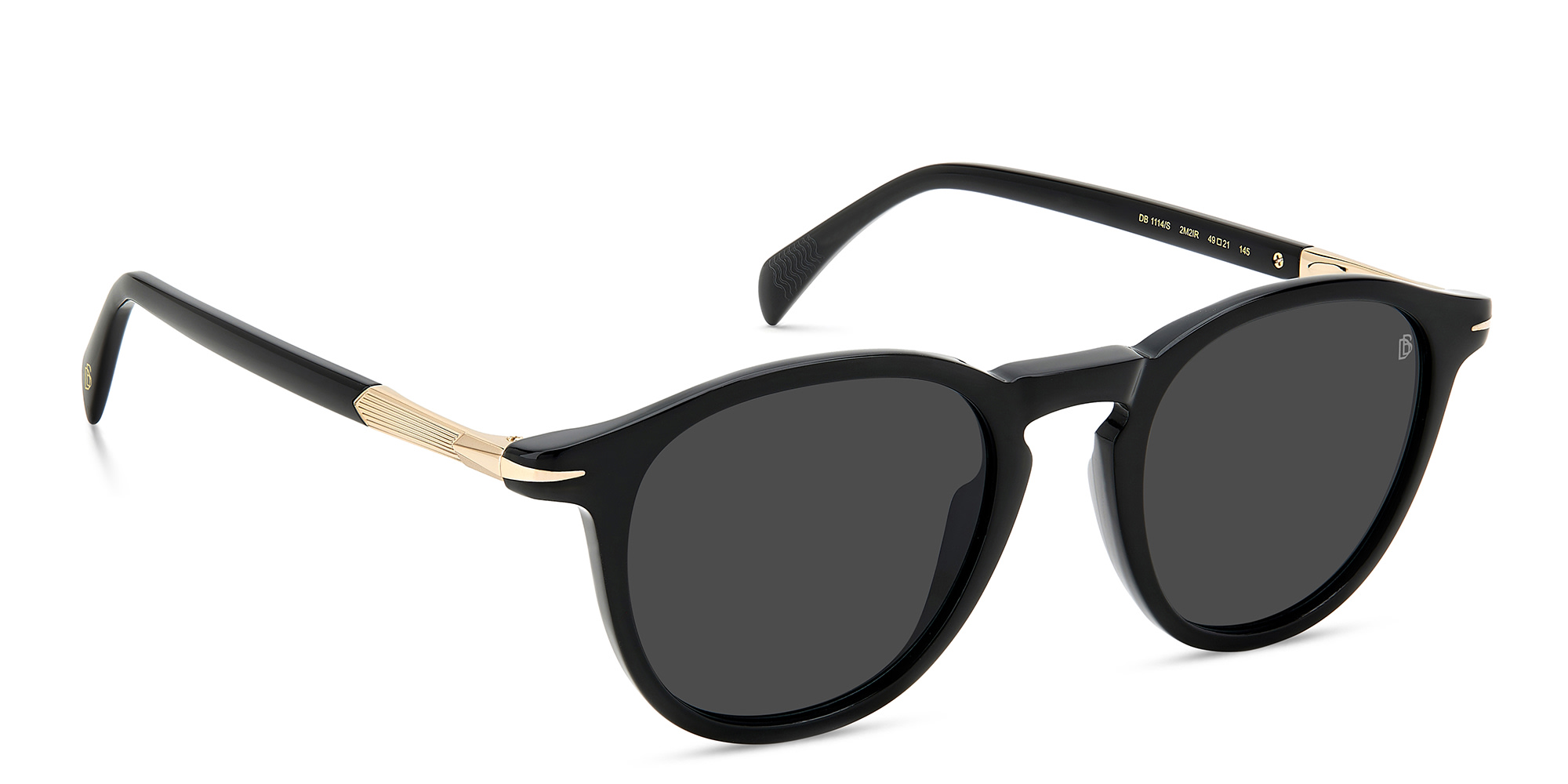 Shop DAVID BECKHAM Panthos Sunglasses in Black Gold online.