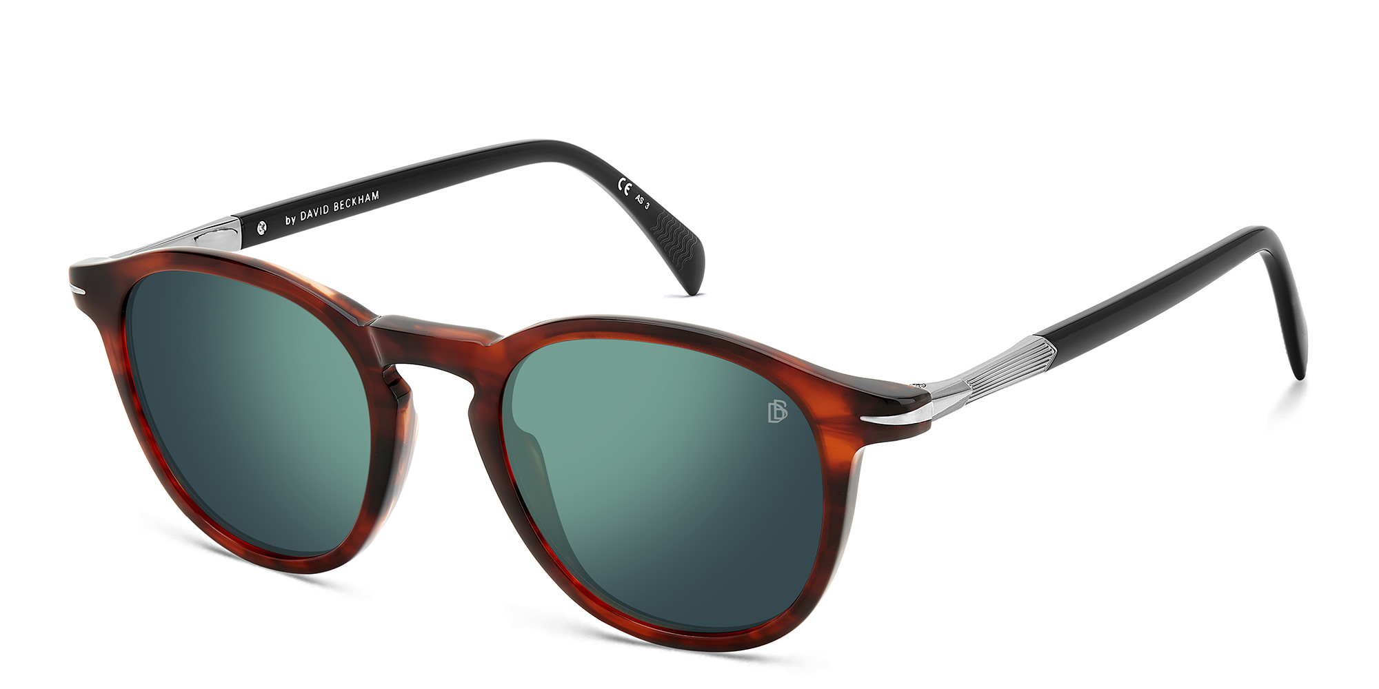 DAVID BECKHAM Round Sunglasses in Brown Horn – Product Photo 2