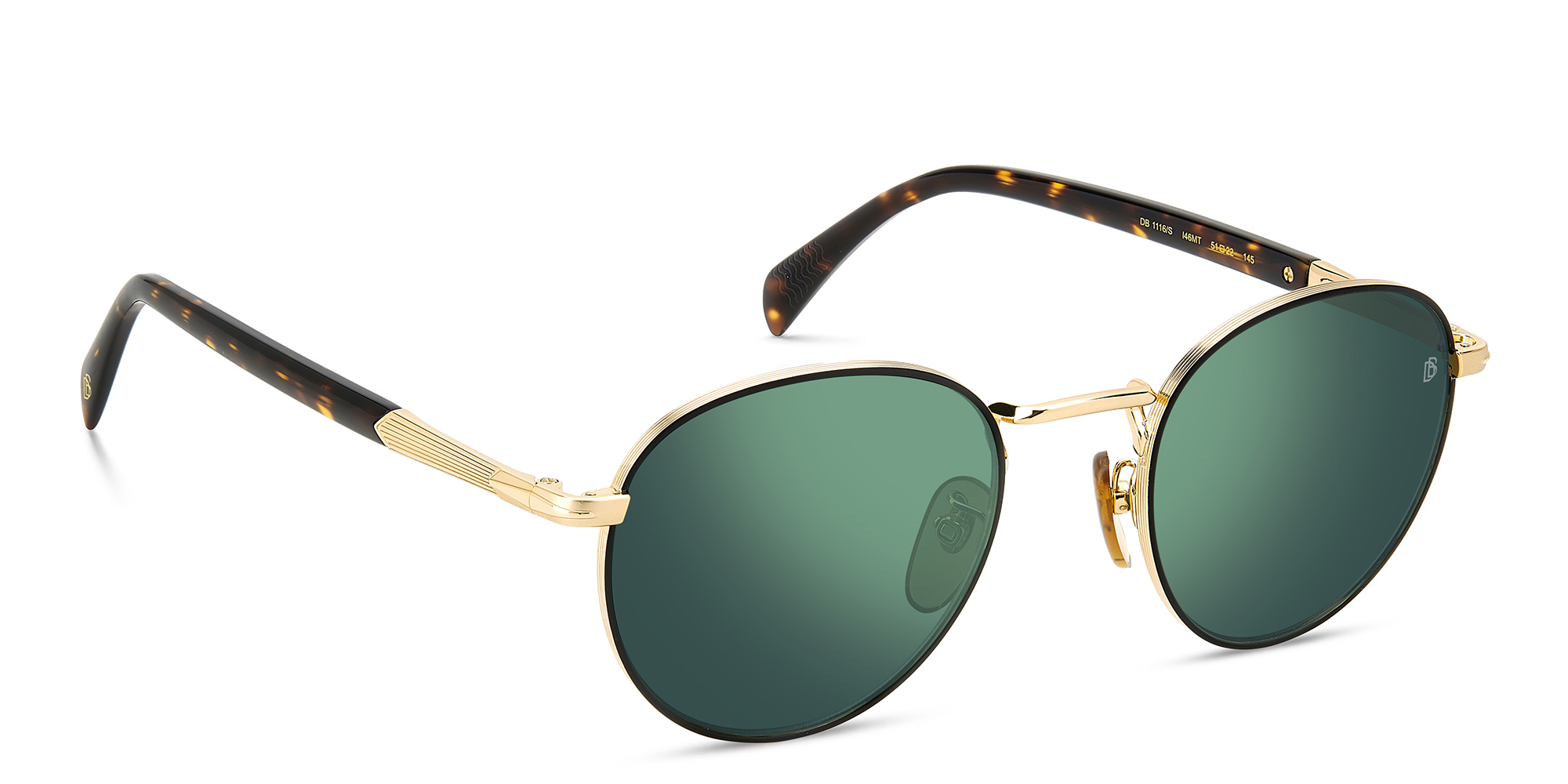 Shop DAVID BECKHAM Panthos Sunglasses in Matte Black Gold online.