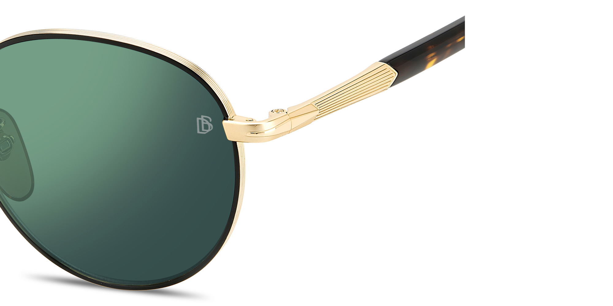 Shop DAVID BECKHAM Panthos Sunglasses in Matte Black Gold online.