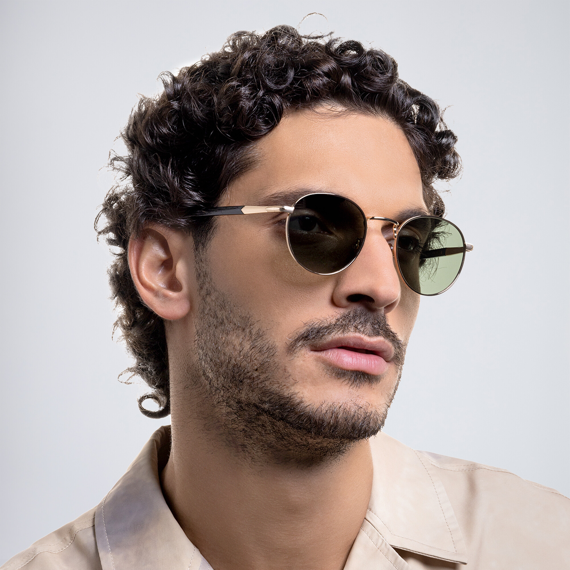 Shop DAVID BECKHAM Panthos Sunglasses in Gold Black online.