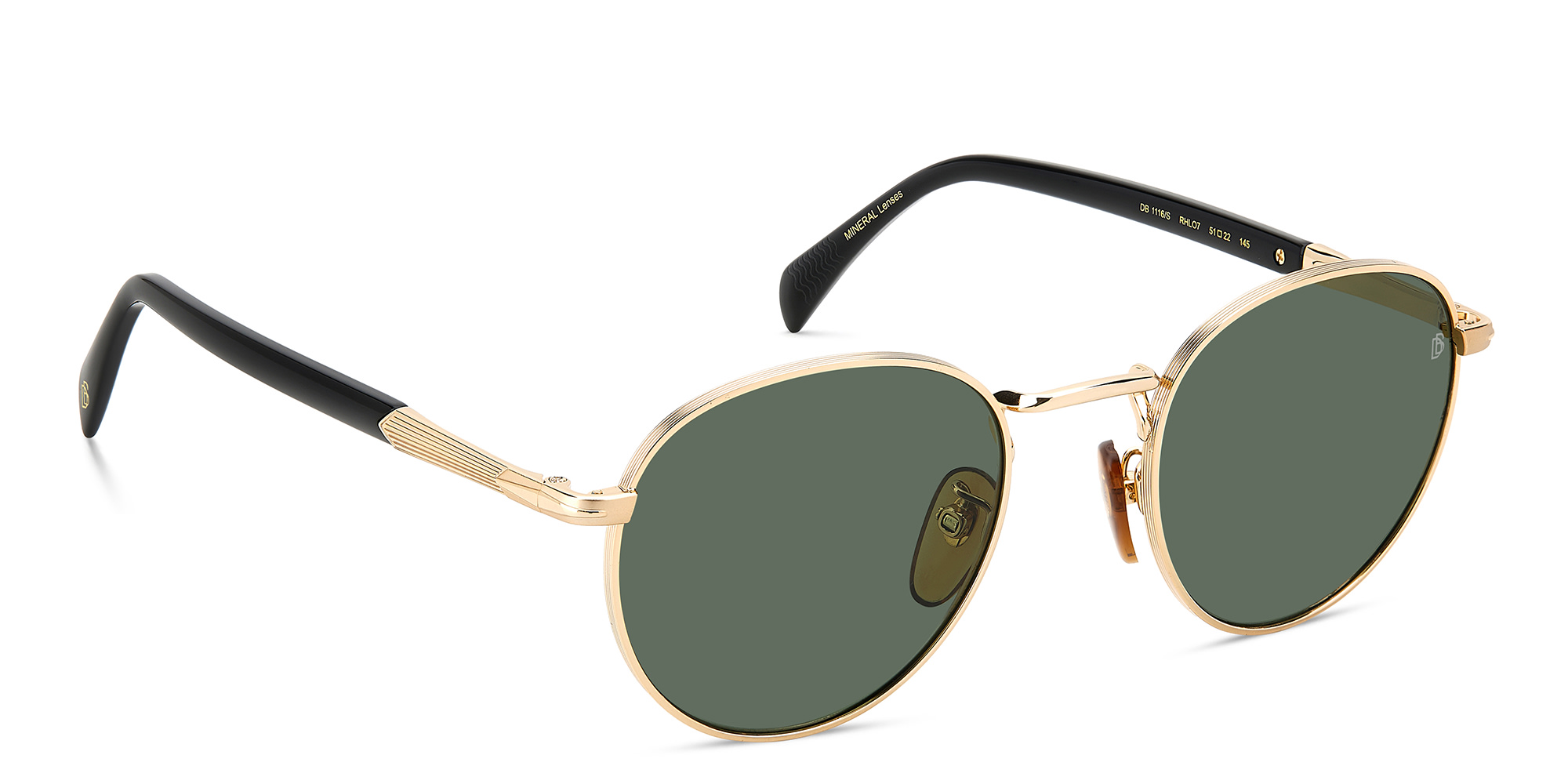 Shop DAVID BECKHAM Panthos Sunglasses in Gold Black online.