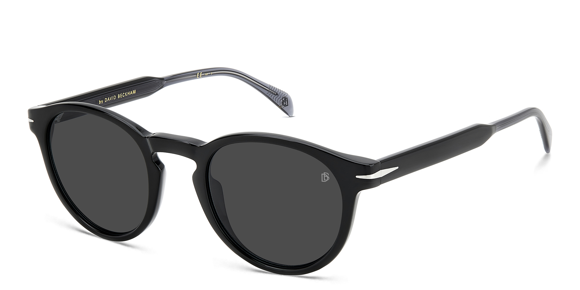Shop DAVID BECKHAM Round Sunglasses in Black Grey online.