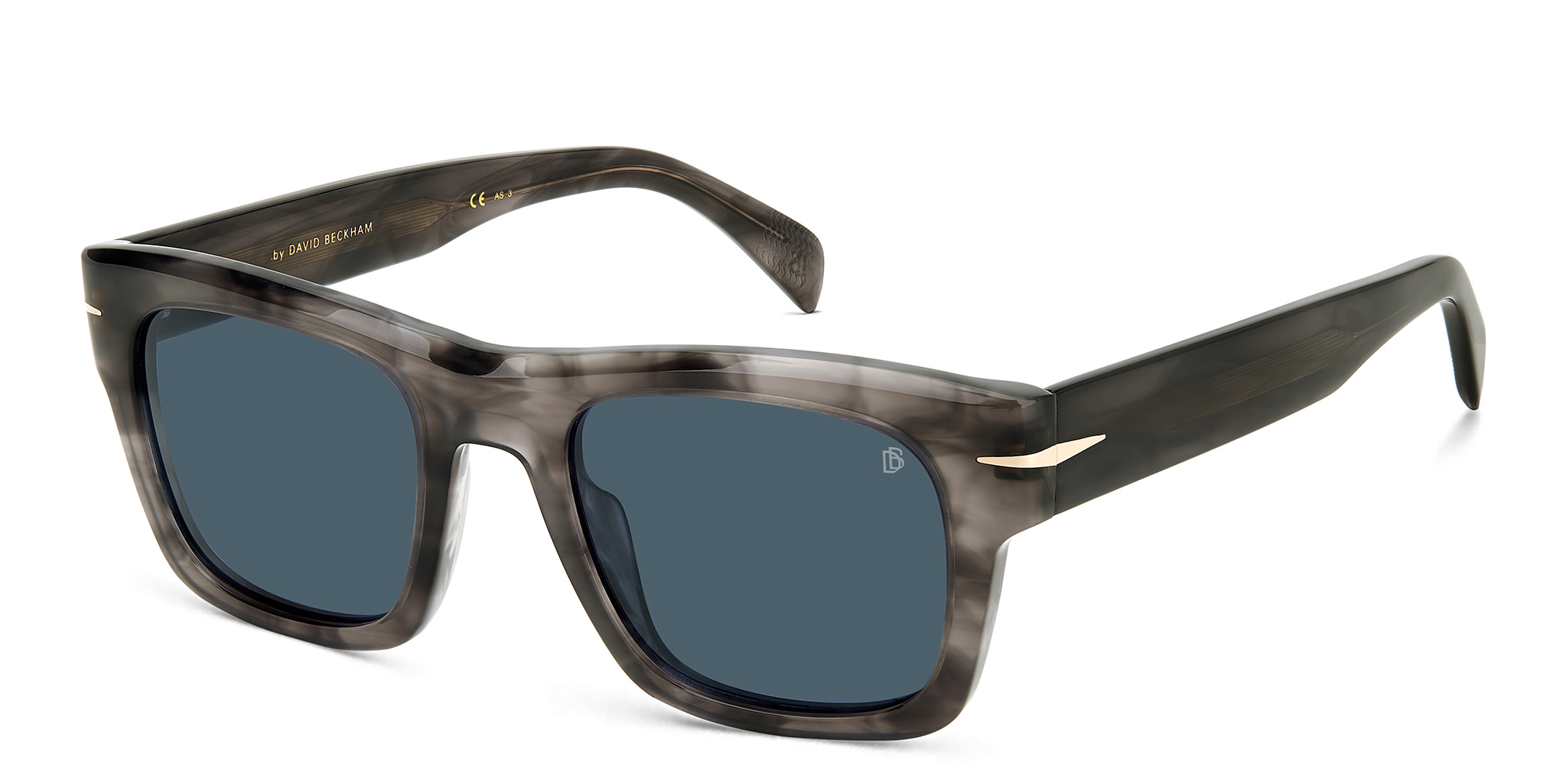 Shop DAVID BECKHAM Rectangle Sunglasses in Grey Horn online.