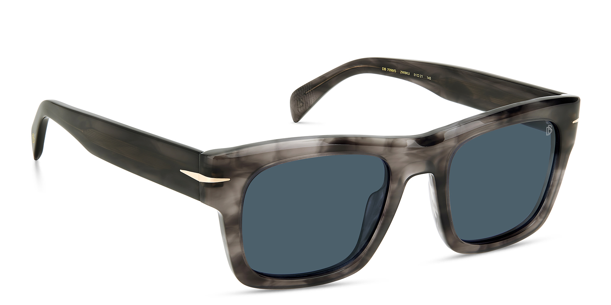 Shop DAVID BECKHAM Rectangle Sunglasses in Grey Horn online.